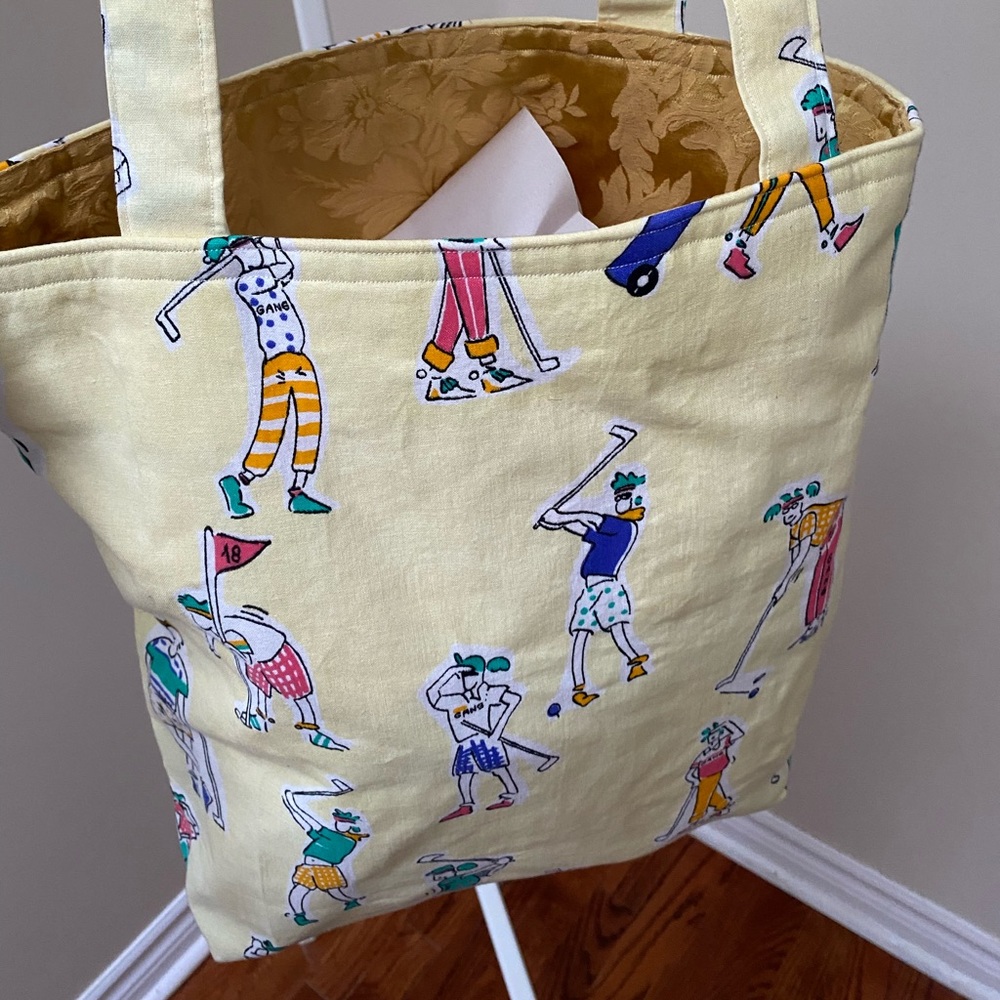 Handmade Golf Pattern Tote Bag - Picture 3 of 3